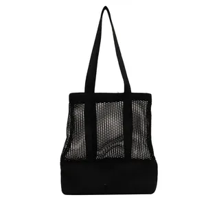 Large Tote Custom Logo Bag For Women Girls' Mesh Beach Bag 2023 Reusable Nylon Wire Shopping Bag