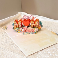 Carte de voeux 3D stéréoscopique pour la fête des mères, carte de sculpture en papier joyeux anniversaire, petite carte de bénédiction
