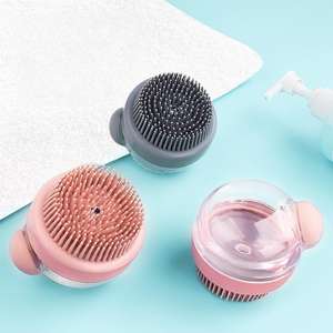 Pet Groom ing Bade massage bürste mit Seife und Shampoo Spender Weiche Silikon borste für lange kurzhaarige Hunde Katzen Dusche - Product Image 1