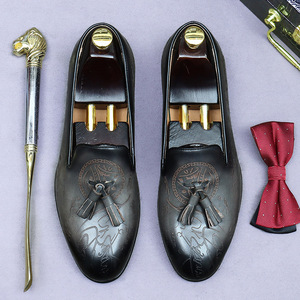 Zapatos Casuales de Oficina y Boda para Hombre, Personalizados, de Alta Calidad, con Punta en Pico, con Flecos, Diseño Grabado, Sin Cordones, que Aumentan la Estatura - Product Image 3