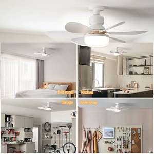 Modernes Design Sechsblättriger Ventilator mit LED-Licht E27 Blumenventilator für Wohnzimmer 40W 2-in-1 Deckenventilator mit Fernbedienung - Product Image 6
