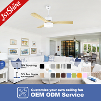 1stshine Ventilateur de plafond Produit de vente Moteur Bldc 48 pouces Télécommande Ventilateur de plafond en bois nordique avec lumière
