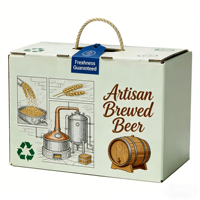 Boîte cadeau pour vin personnalisée en carton ondulé imperméable et recyclable pour 6, 8 ou 12 bouteilles avec inserts de séparation pour un transport sécurisé