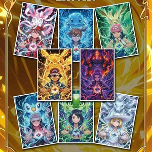 Tarjetas Decorativas con Diseño <span class=keywords><strong>de</strong></span> <span class=keywords><strong>Anime</strong></span> Japonés, Impresión Artística en Papel con Esquinas Cuadradas, Colección <span class=keywords><strong>de</strong></span> <span class=keywords><strong>Pikachu</strong></span>, Charizard y Pokémon - Product Image 1