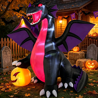 Décoration de jardin gonflable lumineuse LED pour Halloween : Dragon, Horreur, Citrouille – Idéale pour les fêtes et les vacances en extérieur