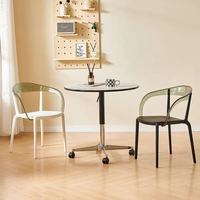 Chaise de salle à manger avec accoudoirs en acrylique transparent, coussin noir, pieds en métal, chaise d'appoint moderne pour la maison et le restaurant