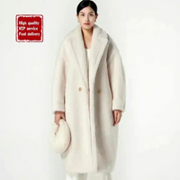 Veste Teddy pour femmes, veste d'hiver de luxe 2026, veste longue d'hiver de haute qualité en laine d'alpaga et cachemire épaisse pour femmes