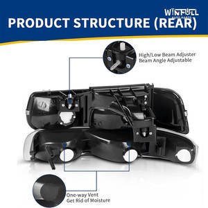 Ensemble de phares 12V 55W neuf compatible avec Chevrolet Silverado 15/25/3500 HD 1999-2002, Tahoe Suburban 2000, boîtier noir, ambre - Product Image 4