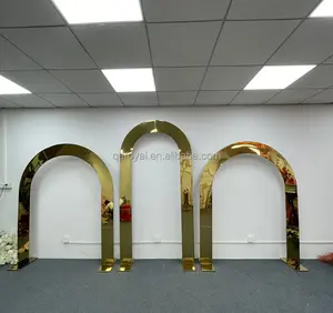 Hot Sale Wedding Decoration Gold Metal Round Arch Square Frame Stand For Events Decoration