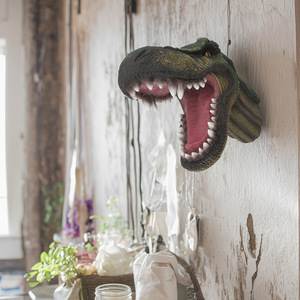 Scultura da Parete in Resina a Forma di Testa di <span class=keywords><strong>T</strong></span>-<span class=keywords><strong>Rex</strong></span>, Statua Realistica da Appendere per Casa, Bar, Museo, Decorazione Murale a Tema Giurassico - Product Image 1