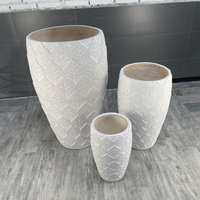 Ensemble de jardinières en résine à motif de feuilles modernes, décoration de jardin extérieur, vases blancs sculptés à la main pour fleurs et plantes vertes