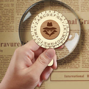 Disque de déchiffrement de mot de passe rond en bois Détective en bois Espion Décodage Roue <span class=keywords><strong>Escape</strong></span> Room Décryptage Mot de passe Plaque Party Game Prop - Product Image 2