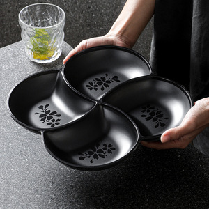 Kaiboya Melamine Divided <b>Plate</b> <b>Black</b> Irregular Shape For Hotel Restaurant Party Snack Serving Anti Drop Durable Tableware - Product Image 1