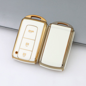 Étui à clés avec garniture dorée tendance pour la nouvelle <span class=keywords><strong>Toyota</strong></span> - Compatible avec <span class=keywords><strong>C</strong></span>-<span class=keywords><strong>HR</strong></span>, Camry, RAV4, Avalon, Land Cruiser Prado - Product Image 2