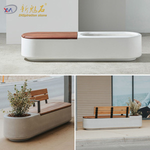 New Magic Stone Integrated Flower Box <b>Bench</b> Wpc Wood Outdoor Garden Seat Modern Design Landscape Furniture - Product Image 1