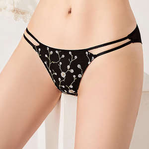 Venta Directa de Fábrica: Conjunto de Lencería Femenina Francesa, Sexy, de Encaje, Cintura Baja, con Bordado, Tanga y Braguitas - Product Image 2