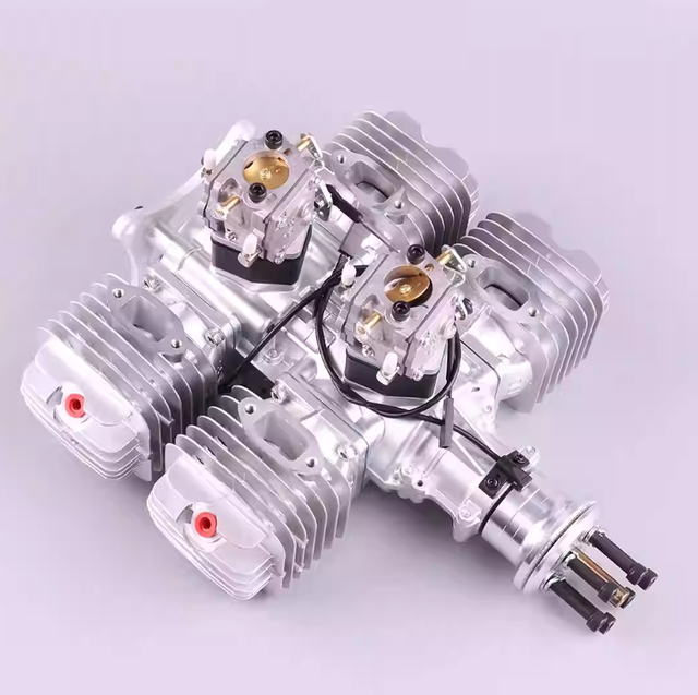 DLE 222 Gasoline Engine Naturally Aspirated Air-Cooled Hand Start 4-Cylinder 2-Stroke Side Exhaust 222CC for Fixed-wing Aircraft