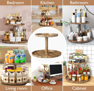 FSC tembel <span class=keywords><strong>Susan</strong></span> pikap kabine mutfak kiler 2 Tier 360 derece tezgah dolapları yemek masası akasya ahşap organizatör - Product Image 6