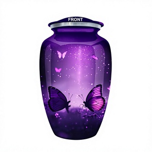 Urna Funeraria Negra con Diseño de Mariposa Azul y Flor de Cerezo para Cenizas de Adultos, Urna Conmemorativa con Bolsa de Terciopelo Gratis - Product Image 5