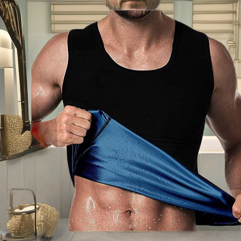 Men's Sports and Fitness Silver-Coated Sweatshirt Belly Tummy Tucked Waist Shaping Undershirt Sauna Suits for Sports Fitness