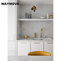 Meubles de cuisine modulaires modernes WAYMOVE, îlot élégant avec plan de travail en marbre, charnières en acrylique, évier et robinet