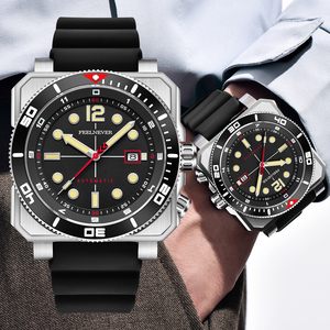 Montre de plongée LIGE FN1812 Sapphire 100M résistante à l'eau 49mm pour hommes 8215 automatique mécanique lumineuse en acier avec <span class=keywords><strong>lunette</strong></span> rotative + boîte cadeau - Product Image 1