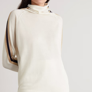Fabricants de tricots Custom Fashion Black and White Line Stitching <span class=keywords><strong>Pull</strong></span> en tricot à manches longues et à col semi-haut pour femmes - Product Image 6