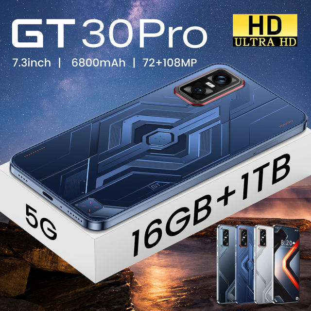 Smartphone GT30Pro Original Design 5G LTE CDMA 7.3 Inch Deca-Core Unlocked for Global Market
