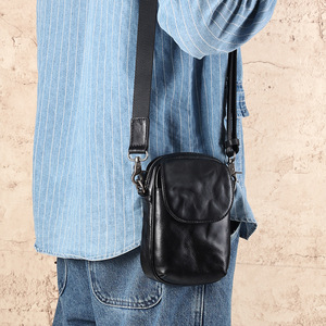 Joyir Men's Crossbody <b>Bag</b> Genuine Leather Black Casual Shoulder <b>Bag</b> For Travel And Daily Use - Product Image 2