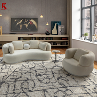 Geometrische Puzzles Sofa-Garnitur aus Samt mit halbkreisförmigen Bögen für offene Räume und kleine Wohnungen