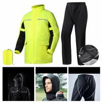 Combinaison de pluie de moto pour homme avec logo personnalisé, haute visibilité, respirante, confortable, de type divisé, réfléchissante, en nylon de sécurité