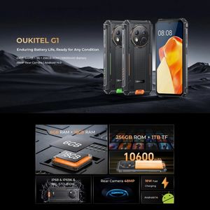 Teléfono Inteligente Resistente OUKITEL G1 OEM, Pantalla de 6.52 Pulgadas, 6 GB + 256 GB, 10600 mAh, 5 MP + 48 MP, Doble SIM, Android 14, IP68, Teléfonos Móviles Resistentes - Product Image 2