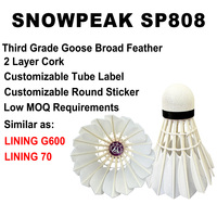 SNOWPEAK SP808 Kok Badminton profesional, kok bulu angsa 2 lapis gabus tahan lama untuk turnamen