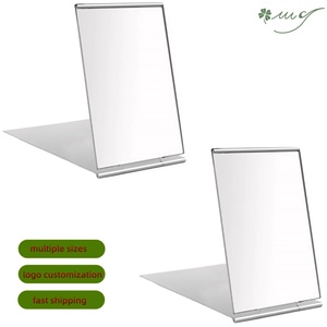 Miroir de maquillage portable pliable en alliage d'aluminium ultra fin, miroir de bureau en verre transparent pour la maison, le bureau et <span class=keywords><strong>les</strong></span> voyages - Product Image 1