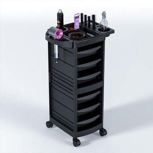 New Profession Plastic Black Hairdressing Trolley with 6 Drawersl for Salon Barber - Product Image 1