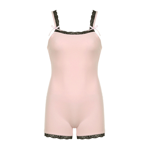 Sweet Lace Cami Romper Jumpsuit for Women Sweetheart Neckline Solid Knitted Breathable Summer Beach Sexy <b>Bodysuit</b> - Product Image 5