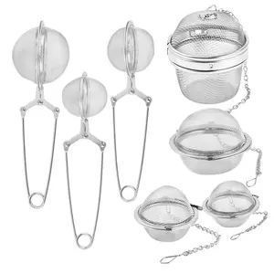 High quality 304 stainless steel fine mesh tea leaker clip tea strainer infuser ball filter tea compartment with chain handle