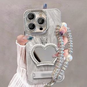 Funda de Lujo Anticaídas para Teléfono Móvil con Cadena de Muñeca y Espejo Brillante, <span class=keywords><strong>Características</strong></span> Completas para <span class=keywords><strong>Apple</strong></span> iPhone 17 Pro Max 17air - Product Image 1