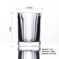 Verre à shot transparent de haute qualité 60 ml, style moderne et épuré, 2 oz, vente en gros, personnalisable pour la maison, les restaurants, les bars, les hôtels, les mariages
