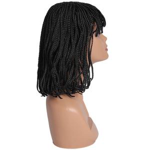 <span class=keywords><strong>Parrucca</strong></span> Bob Corta <span class=keywords><strong>con</strong></span> Frangia, <span class=keywords><strong>Parrucca</strong></span> Intrecciata Box Braids in Fibra Sintetica Resistente al Calore, Capelli Crochet Twist per Cosplay per Donne di Colore - Product Image 2