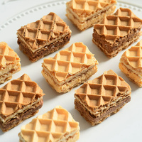 Gaufrettes sandwich multi-couches 3 saveurs assorties, riche en amandes et fromage, sans gras trans, boîte de 58g, biscuits gaufrettes à double garniture
