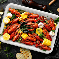Plateaux alimentaires carrés jetables extra larges de 14 pouces, robustes, pour écrevisses, homards, desserts, fruits de mer, grillades et fêtes