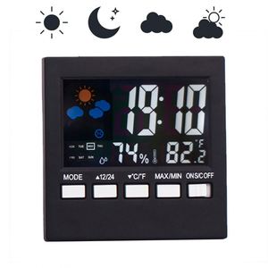 New Digital Thermometer Hygrometer Colorful <strong>LCD</strong> Thermometer <strong>Clock</strong> Alarm Snooze Function Calendar Weather Forecast <strong>Display</strong> - Product Image 4