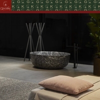 Baignoire en marbre gris foncé à profil bas GOLDKING, style moderne, avec veines blanches, sur mesure OEM