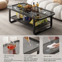 Table basse de rangement pour salon, usage domestique, style minimaliste moderne de luxe léger, pour petits appartements, en fer forgé, double niveau