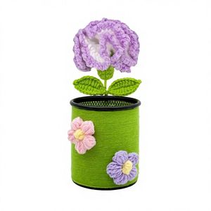 Portalápices de Flores de Ganchillo Hechas a Mano, Girasoles de Ganchillo, Soporte para Bolígrafos con Forma de Planta en Maceta, para el Día de San Valentín - Product Image 3