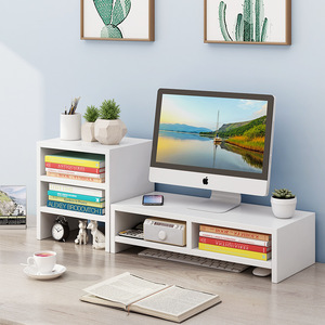 Computer Riser Stand Desktop Storage 3 Tier <b>Wood</b> Monitor Lift With Drawers Office Organizer Student Dormitory Shelf - Product Image 5