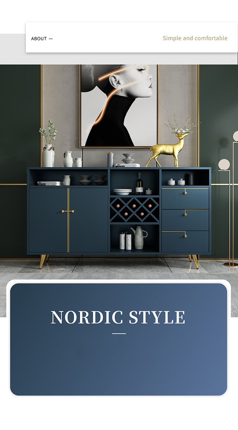 Luxury modern blue wooden cabinet dining room home furniture  painted spiegel furniture design sideboards