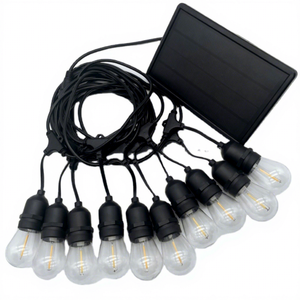 Guirlande solaire de 48 pieds avec 15 ampoules vintage S14, éclairage de vacances, lumières solaires extérieures étanches, lumières décoratives solaires pour jardin - Product Image 1