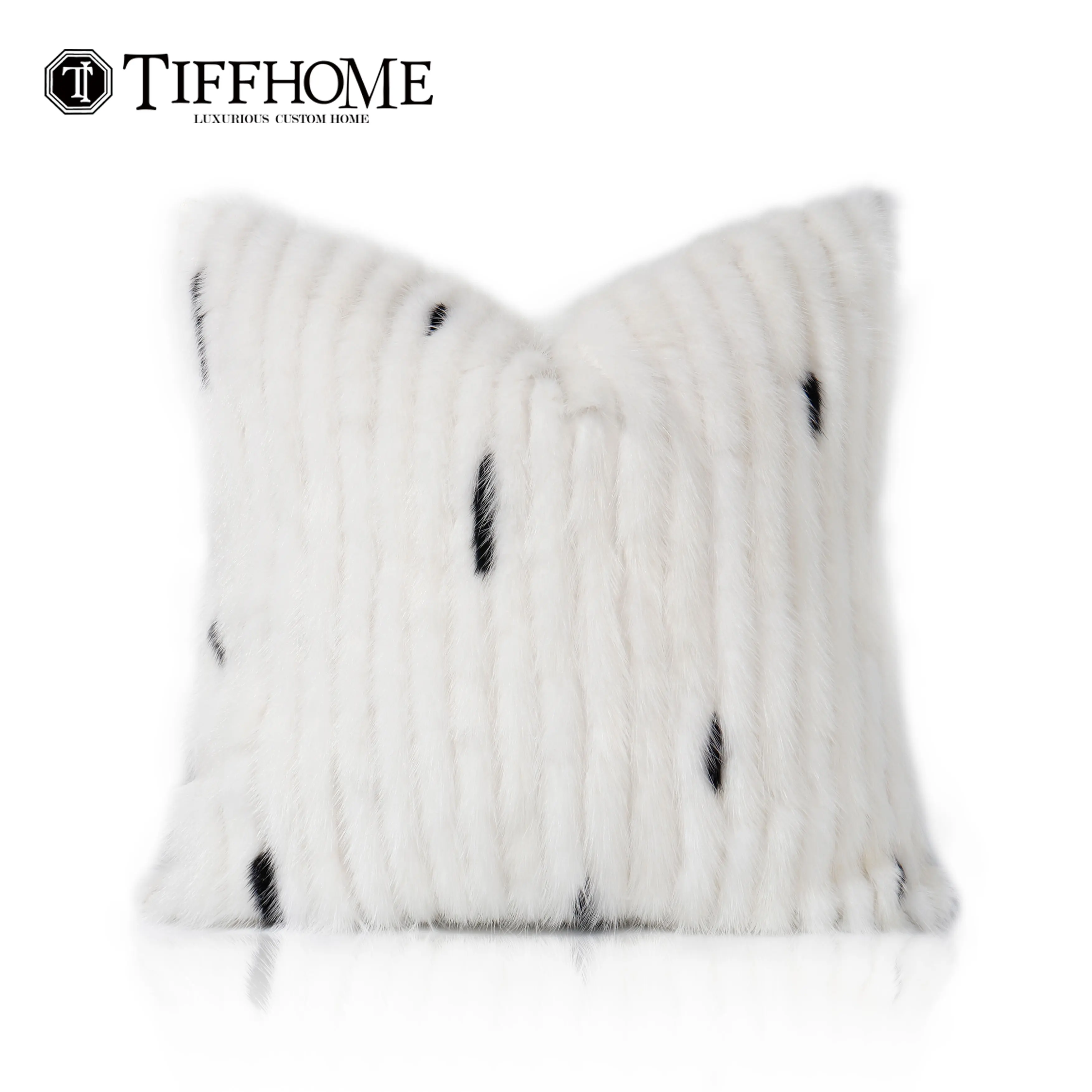 Tiff Home penutup bantal ranjang bulu Mink putih, penutup bisa dilepas kualitas tinggi 45*45cm untuk semua musim